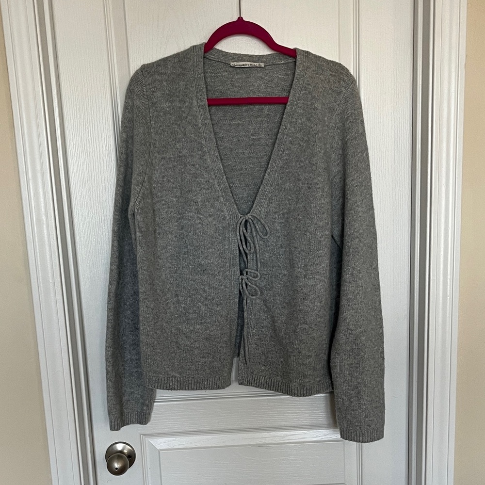 Abercrombie & Fitch Gray Cardigan with Tie Front